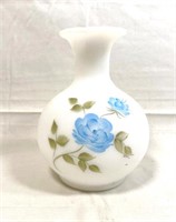 HANDPAINTED FROSTED VASE; SIGNED