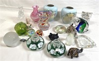 ART GLASS PAPERWEIGHTS, FIGURINES, VASES, MORE