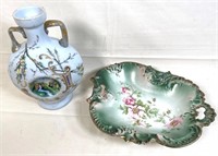 TWO FANCY ANTIQUE CHINA DISHES