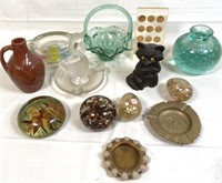 GLASS PAPERWEIGHTS, GLASSWARE, MORE