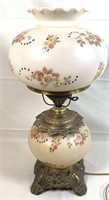 VINTAGE ELECTRIC LAMP W/GLASS SHADE