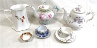 ANTIQUE CHINA TEAPOTS AND DISHES