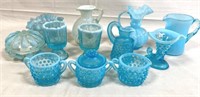VINTAGE SMALL BLUE GLASS DISHES