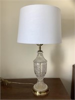 Glass and brass table lamp