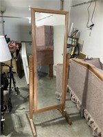 Free-standing wood framed mirror