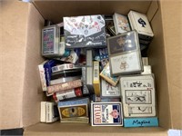 Box of assorted playing cards