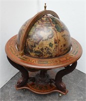 Large 16th Century Replica World Globe Bar Cart