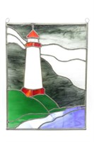 Lighthouse Leaded Stained Glass  Art Panel