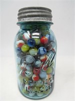 Vintage Marbles In Ball Mason Jar