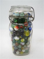 Vintage Marbles In Ball Jar