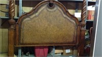 Vintage wood and leather headboard