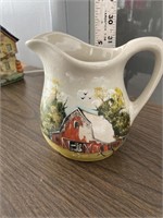 Hand painted barn pitcher