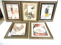 Lot of 5 French Prints Framed