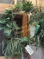 ARTIFICIAL PLANT WREATH & PINK & GREEN
