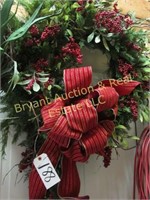 2 LARGE CHRISTMAS WREATH WITH BIG RED BOW &