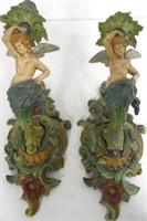 Pair of Wall Sconces Cast Metal