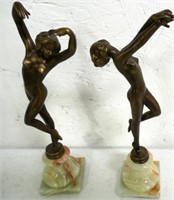 Pair of Nude Statues Bronze on Marble