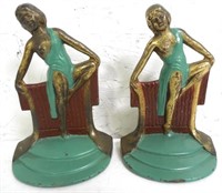 Pair of Painted Brass Ballerina Book Ends