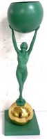 Art Deco Nude Statue Painted Metal