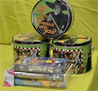 Wizard of Oz VHS Movies & 3  Cookie Tins