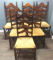 6 LADDER BACK DINING CHAIRS