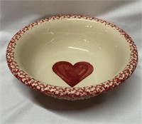 Red Spongeware Heart Bowl