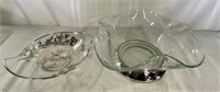 2 Glass Bowls With Silver & Silverplate.