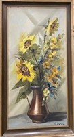 Floral Still Life Oil on Canvas Signed E. Rocca