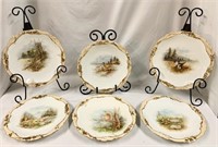 5 Limoges Game Plates - Hand Painted