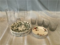 Plates, glasses, pitcher
