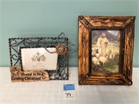 Wood picture frame 5x, 7 metal fram 4x6