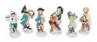 6 German Sitzendorf Porcelain Monkey Band Figures