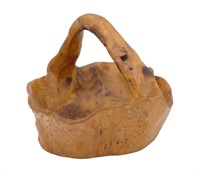 Natural Root Wood Carved Basket w/ Handle