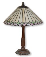 Bronze-Tone Stained Glass Shade Accent Lamp