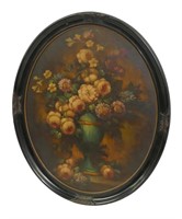 Antique Oval Framed Oil On Panel Painting