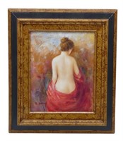 Signed Oil On Canvas Painting Nude Figure
