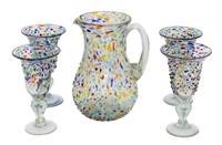 Multi-Color Art Glass Lemonade Drink Set