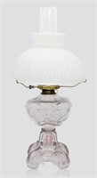 Vintage Pressed Glass Oil Lamp Milk Glass Shade