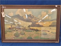 Robert Amick Oil on Canvas "The Pioneers" Signed
