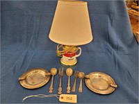 Campbells Light, silverware and 2 ash trays