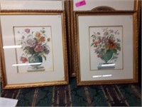 2 framed floral prints 17x20