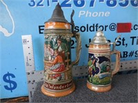 2 WESTERN GERMANY STEINS WITH LIDS