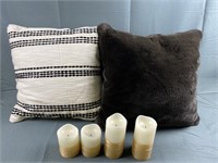 2 Pillows & 4 Battery Operated Candles