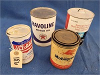 (4) Assorted Motor Oil Cans