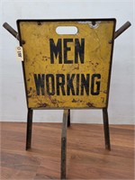 Self Standing Tin "Men Working" Sign