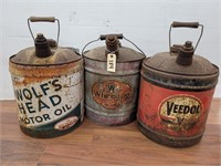 (3) 5GAL Motor Oil Cans