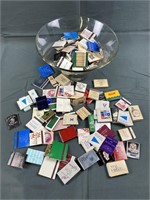 Glass Bowl & Assorted Matchbook Collection