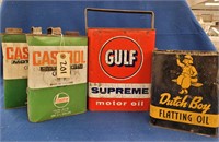 (4) Vintage Motor & Flattening Oil Cans