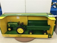 Ertl 1956 JD 420 Tractor with Wagon, 1/16 scale