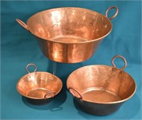 3pcs Solid Copper Graduated Jam Pots